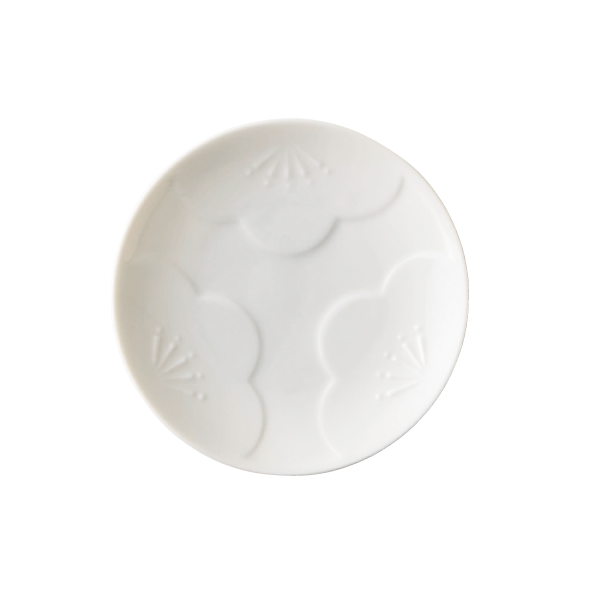 【engi紋（えんぎもん）】小皿（梅）（レリーフ白）O-M16501