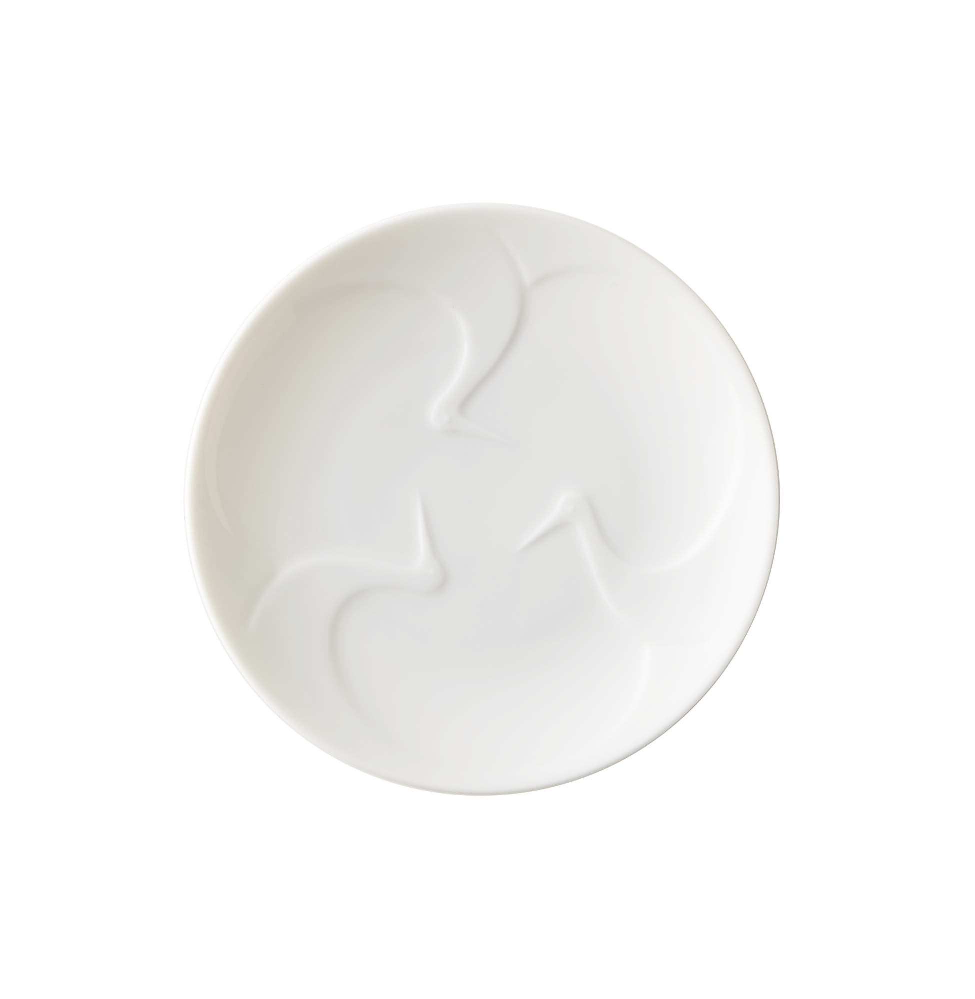 【engi紋（えんぎもん）】小皿（鶴）（レリーフ白）O-M16601