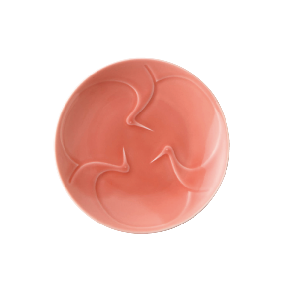 【engi紋（えんぎもん）】小皿（鶴）（レリーフ赤）O-M16602