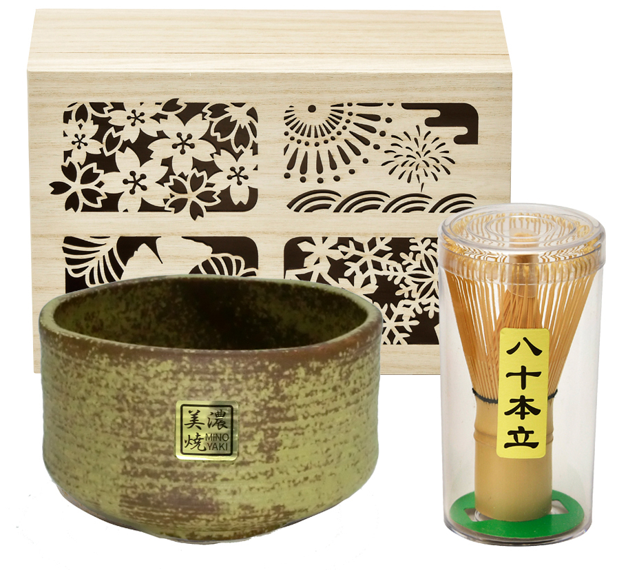 抹茶碗セット木箱入　窯変yellow