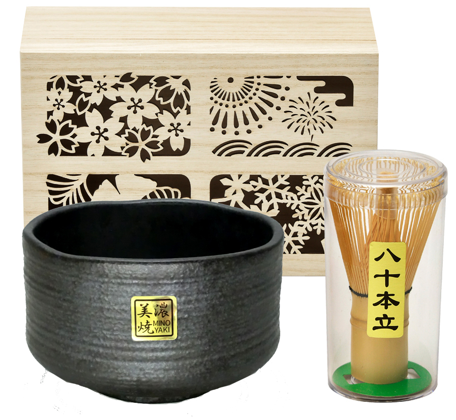 抹茶碗セット木箱入　窯変blac