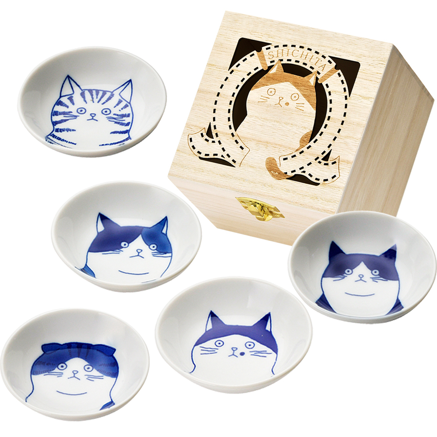 SHICHITA 猫　豆鉢揃　木箱入
