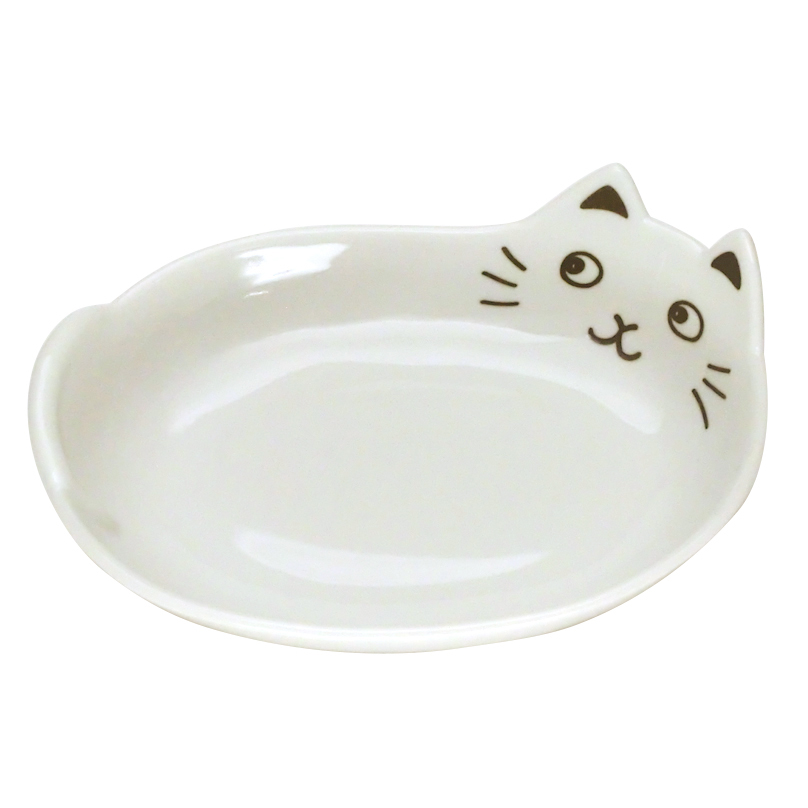 ネコカレー皿　ホワイト