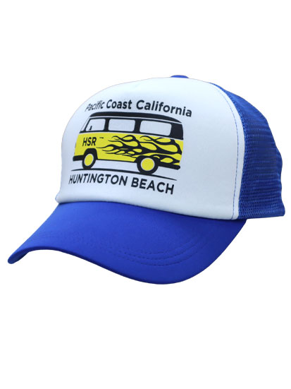 15316-01 メッシュキャップ プリント " Pacific Coast California HUNTINGTON BEACH "