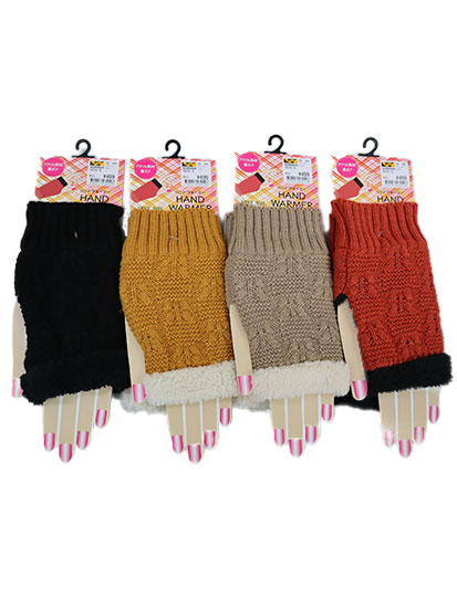 18232-12 女性 ケーブル 裏ボアハンドウォーマー