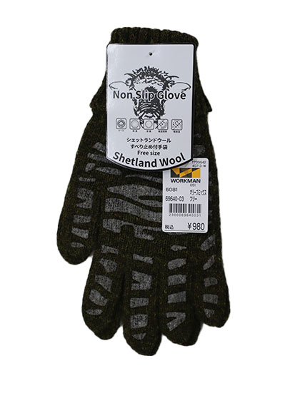 69640-03 シェットランドウールグローブ ボツ付き １Ｐ オリーブミックス