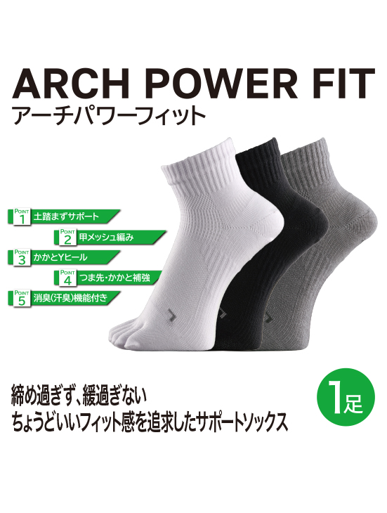 アーチパワーフィット ミドル５本指 23-25cm