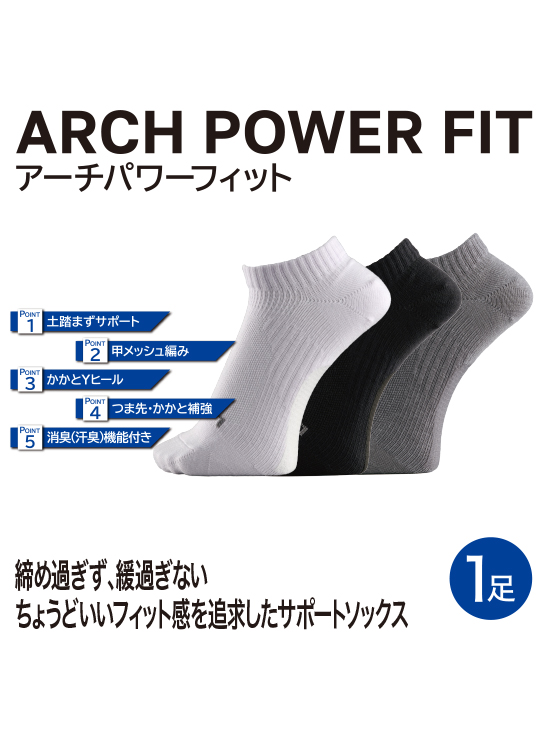 アーチパワーフィット ショート先丸 23-25cm