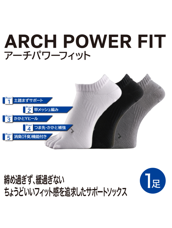 アーチパワーフィット ショート５本指 23-25cm