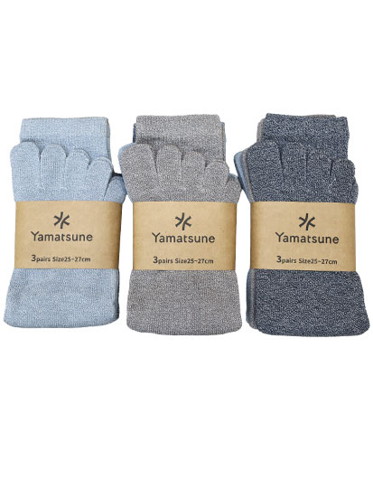 さらっと綿混 5本指 ソックス 3足組 25-27cm