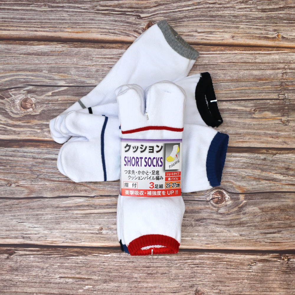 Roughスニーカーソックス指付 3足組 25-27cm
