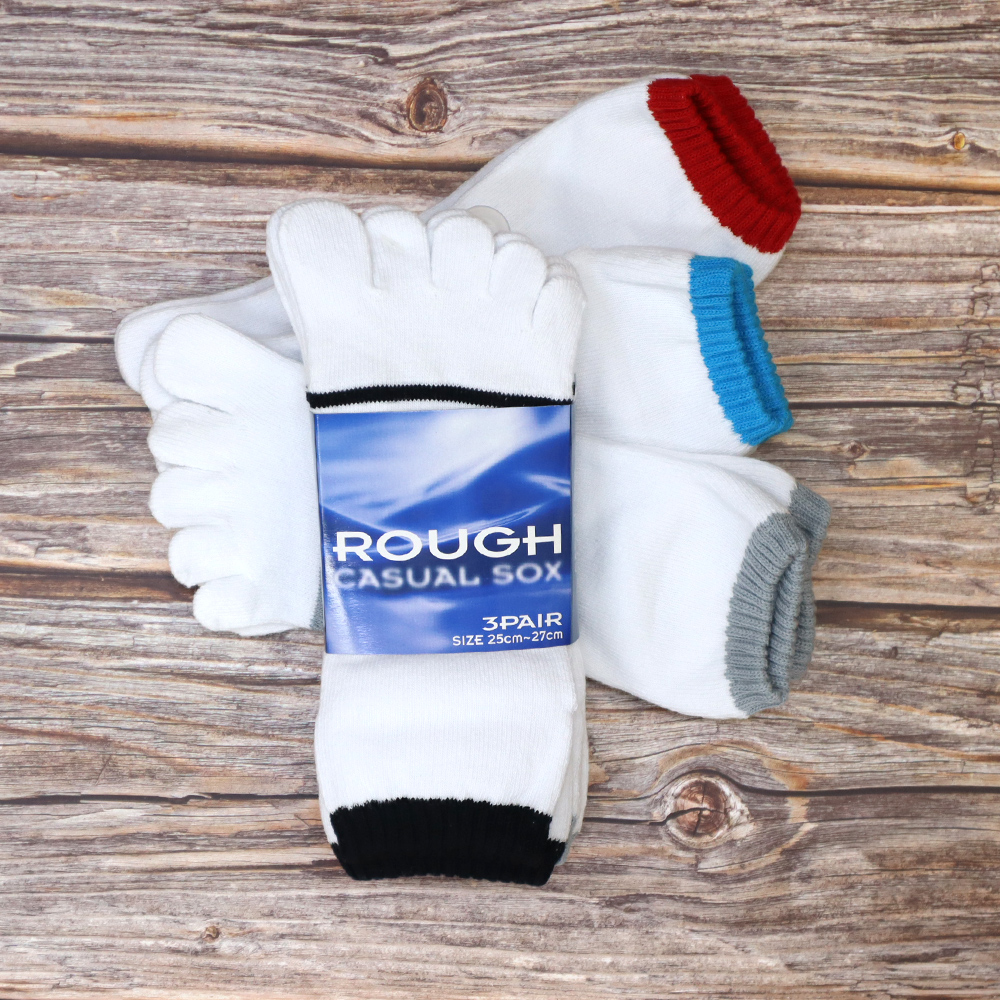 Roughスニーカーソックス5本指 3足組 25-27cm