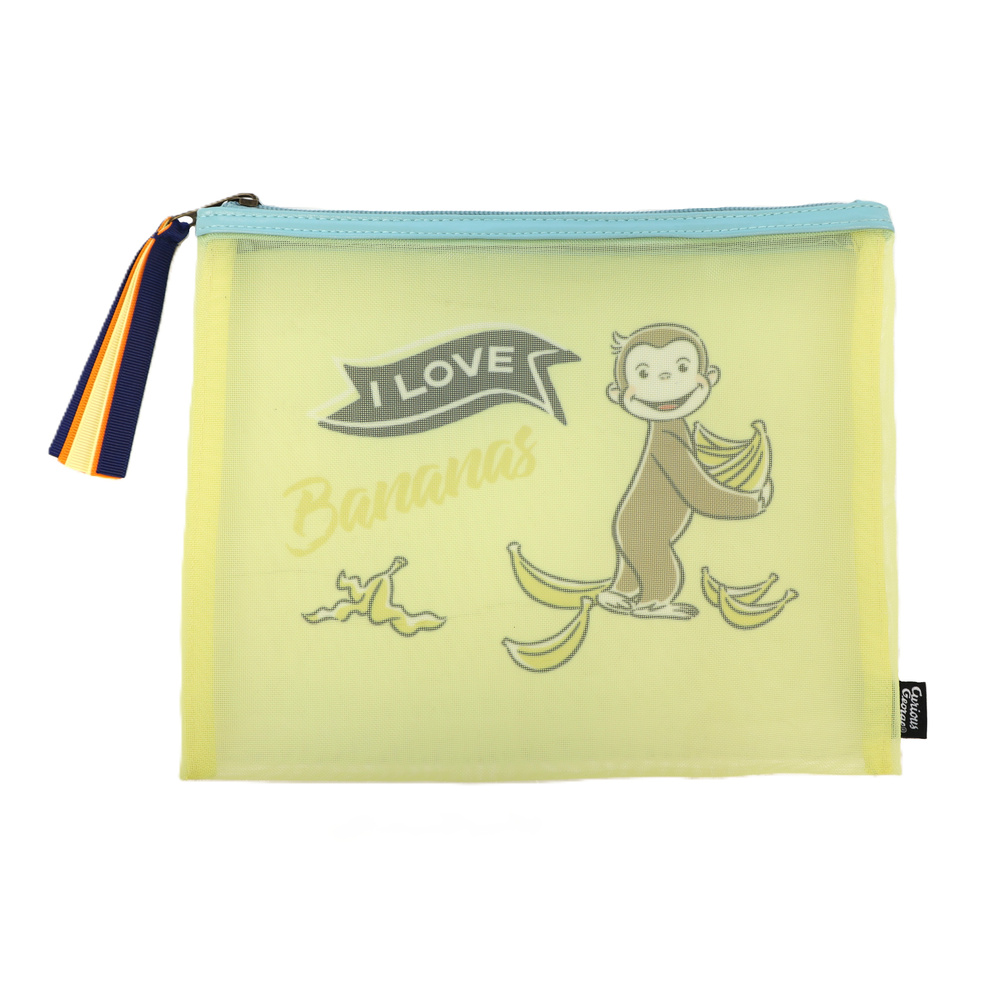 おさるのジョージ フラットメッシュポーチ(YE)2026年4月発売